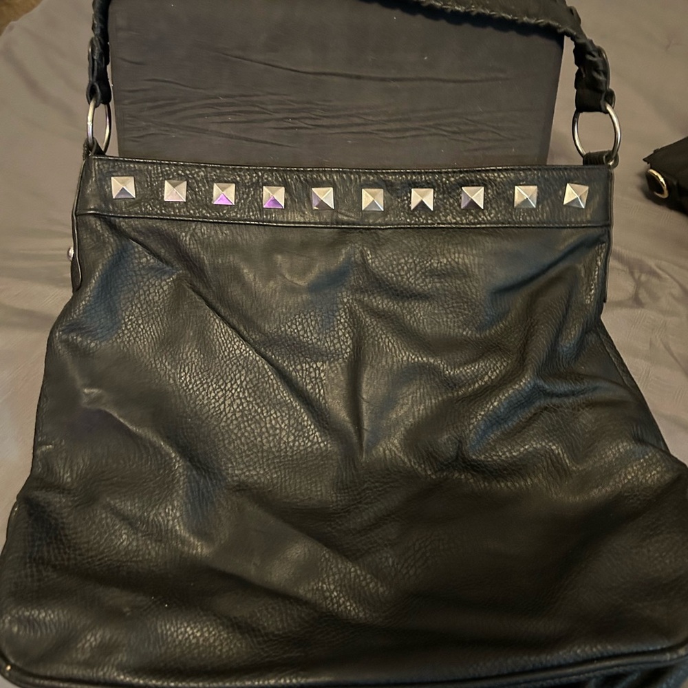 Elegant Black Studded Shoulder Bag